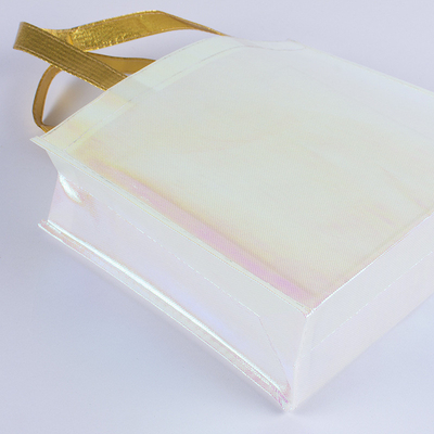Ausstellung Custom Logo Rosa Holographische nicht gewebte Irisescent Tote Tasche zum Hochzeitsgeschenk