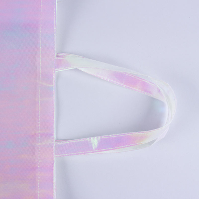 Ausstellung Custom Logo Rosa Holographische nicht gewebte Irisescent Tote Tasche zum Hochzeitsgeschenk