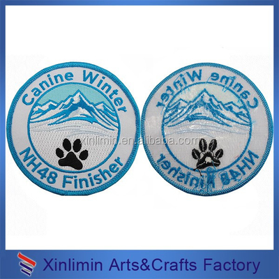 Individuelles Logo Golf Broderierte Gewebte Patches bei Direct mit Leinwand Stoff