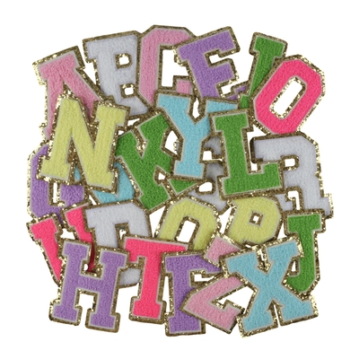 Pink Gold Border Iron Auf Kleber Reparatur Alphabet Näh-Applikationen mit 3D Twill Stoff
