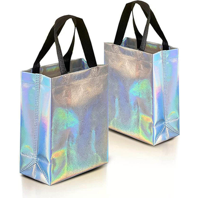 Nicht gewebte Einkaufstüte in Silbermetall-Holographischem kundenspezifischen Design und Pantone-Farben