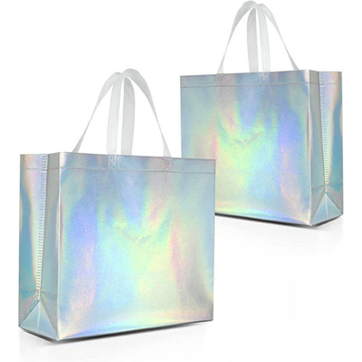 Nicht gewebte Einkaufstüte in Silbermetall-Holographischem kundenspezifischen Design und Pantone-Farben