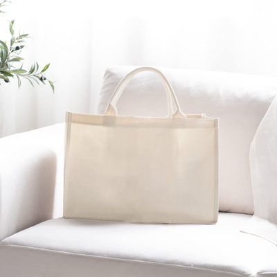 Tasche Quadratform Laminate wasserdichte Leinwand Baumwolle Shopping Tote Strandtasche für die Werbung