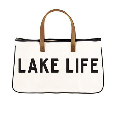 Großes Leinwandgepäck für den Urlaub Wochenende Sommerurlaub Strandtote-Tasche mit Ledergriffe