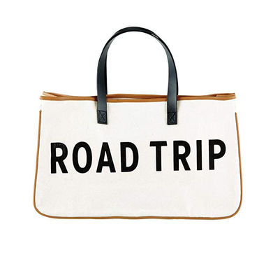 Großes Leinwandgepäck für den Urlaub Wochenende Sommerurlaub Strandtote-Tasche mit Ledergriffe