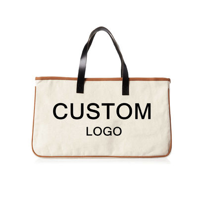 Großes Leinwandgepäck für den Urlaub Wochenende Sommerurlaub Strandtote-Tasche mit Ledergriffe