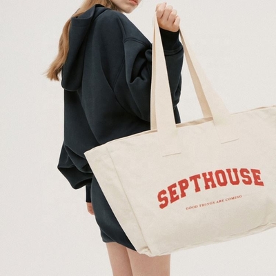Ausstellung Custom Logo Druck Großformat Baumwolle Leinwand Tote Bag für den aktiven Lebensstil