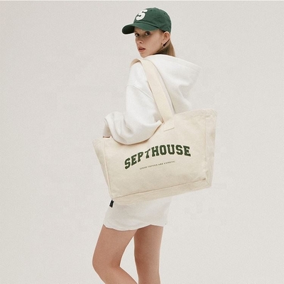 Ausstellung Custom Logo Druck Großformat Baumwolle Leinwand Tote Bag für den aktiven Lebensstil