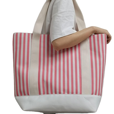 Großmarkt-Einkaufsschultertasche gestreifte Tote-Tasche Leinwand ideal für Geschäftsshopping
