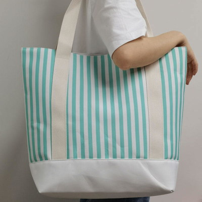 Großmarkt-Einkaufsschultertasche gestreifte Tote-Tasche Leinwand ideal für Geschäftsshopping