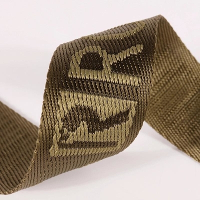 Custom Logo Gewebte Jacquard Gürtel Webbing in schwarzer Farbe für 38mm Nylon Schultergurt