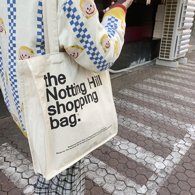Custom Logo gedruckt Wiederverwendbare Leinwand Kaufwaren Baumwoll-Tote-Taschen mit Innentasche