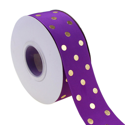 OEM akzeptiert 1,5 Zoll benutzerdefinierte gedruckte Goldfolie Polka Dot Grosgrain Band 38mm für Haarbogen / Geschenk Verpackung
