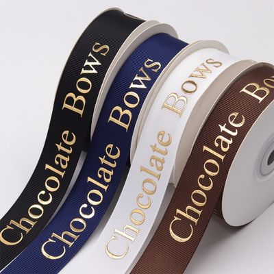 Custom Eco Friendly 3D Goldfolie Druck Schwarze Seide Grosgrain Band mit geprägtem Logo