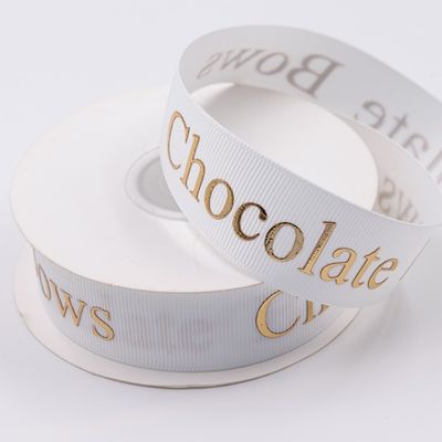 Custom Eco Friendly 3D Goldfolie Druck Schwarze Seide Grosgrain Band mit geprägtem Logo