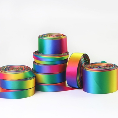 Weich ansprechende Bänder Einfachgesicht Doppelgesicht Regenbogen Satinband Grosskörnchenband
