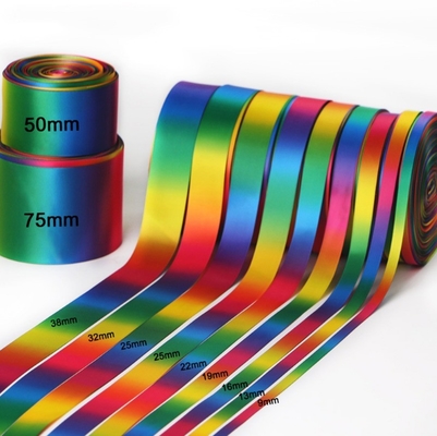 Weich ansprechende Bänder Einfachgesicht Doppelgesicht Regenbogen Satinband Grosskörnchenband