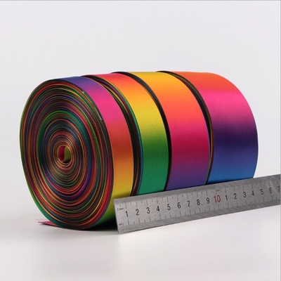 Weich ansprechende Bänder Einfachgesicht Doppelgesicht Regenbogen Satinband Grosskörnchenband