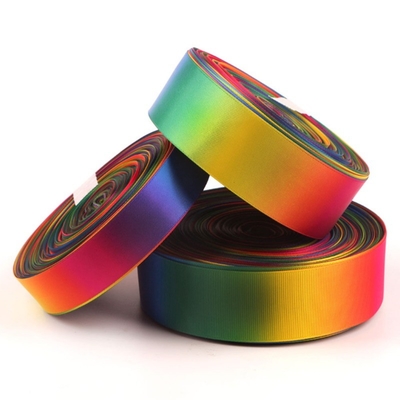Weich ansprechende Bänder Einfachgesicht Doppelgesicht Regenbogen Satinband Grosskörnchenband