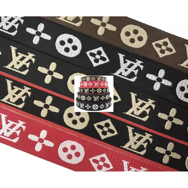Custom Logo Gewebte Jacquard Gürtel Webbing in schwarzer Farbe für 38mm Nylon Schultergurt