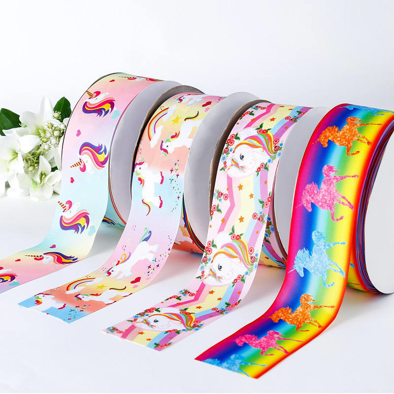 Silk Edge Einhorn Grosgrain Band mit Satingewebe aus 100% Polyester