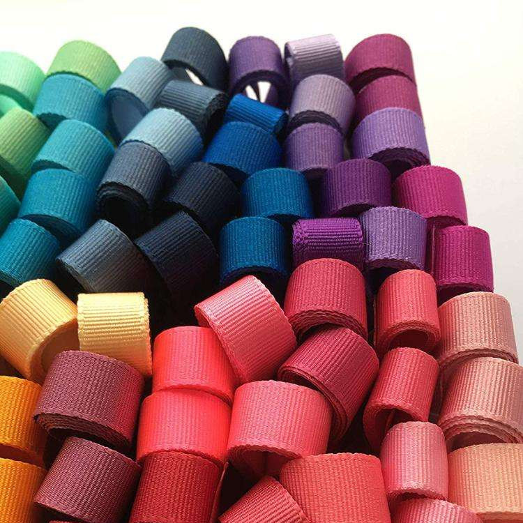 6mm-40mm 196 Farbauswahl Custom Streifen Polyester Grosskörnchenband in Satingewebe